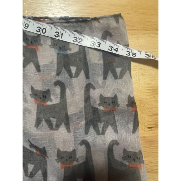 Alina Gray Cat Print Infinity Scarf Lightweight Sheer Polyester Loop - Picture 3 of 7